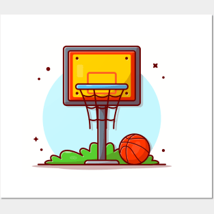 Basket Ball And Ring Cartoon Vector Icon Illustration (3) Posters and Art